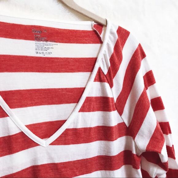 GAP Salmon & White striped 3/4 Sleeve Top - Picture 4 of 8